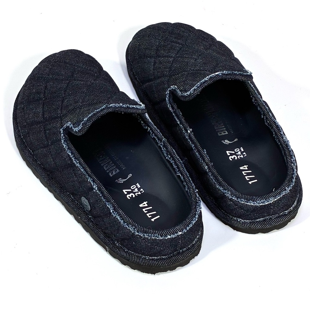 Birkenstock 1774 Eliscu Quilted Denim Slide Clogs Mules Dark Wash Denim 6 37 NEW - Picture 14 of 17